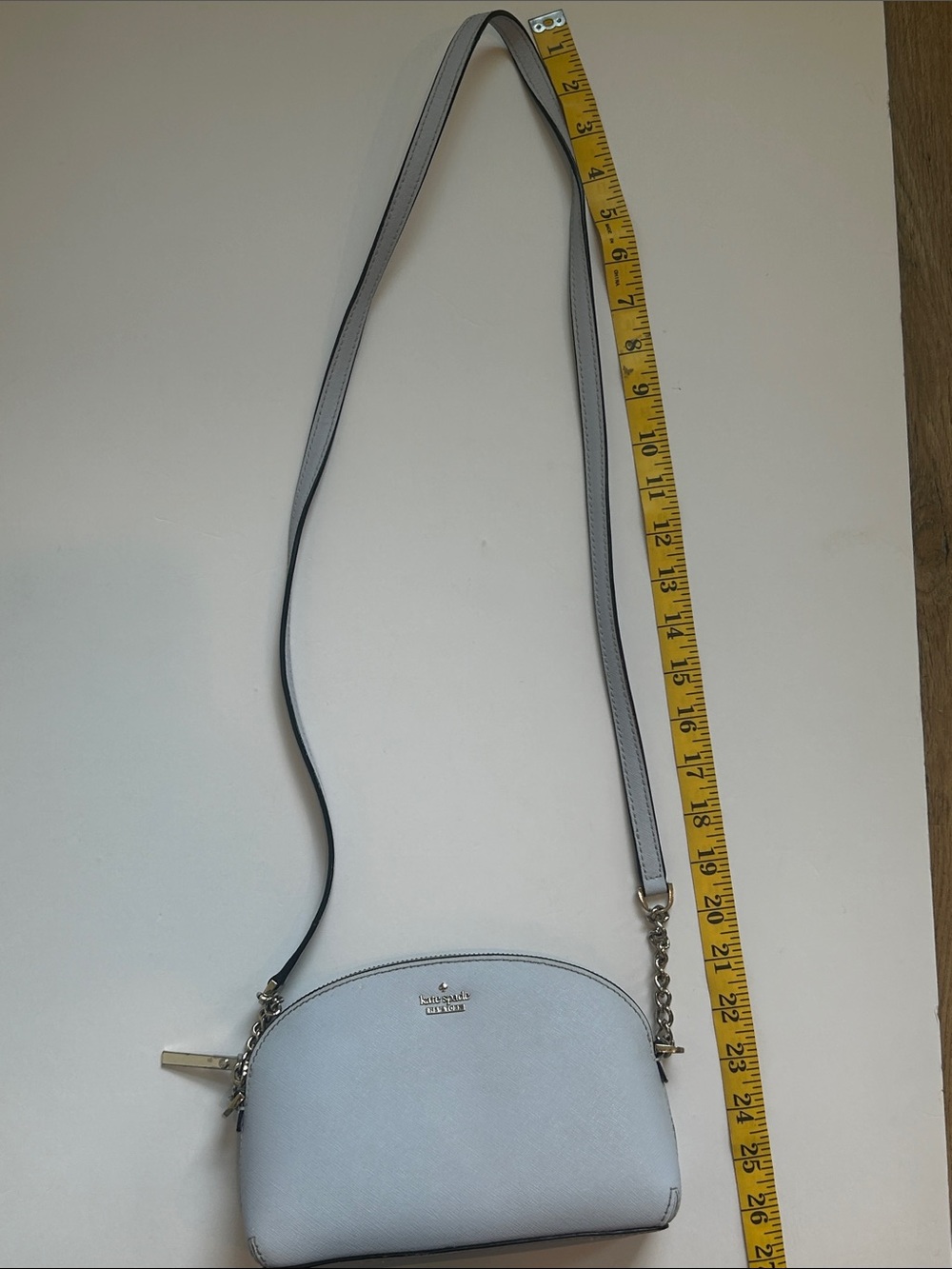 kate spade Blue/grey Leather Dome Crossbody with Gold Chain - Picture 5 of 11